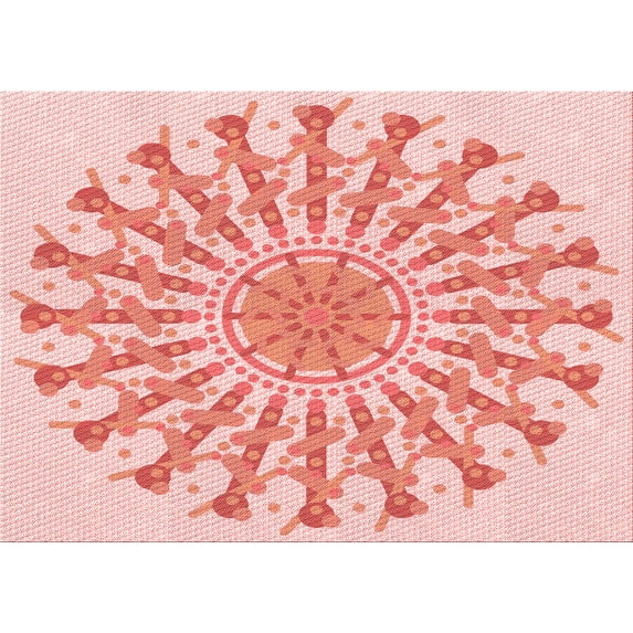 Ahgly Company Machine Washable Indoor Rectangle Transitional Pink Area Rugs, 3' x 5'