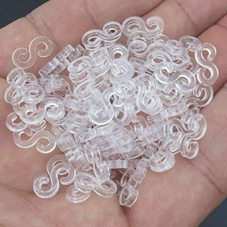 300 Pieces S Clips Rubber Band Clips Loom Band Clips Plastic Connectors Refills Bracelet Loom Clips for Loom Bracelets (Clear) Clear, Girl's, Size