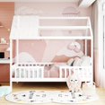 thumbnail image 2 of UBesGoo Twin Size Wood House Bed with Fence, White, 2 of 13