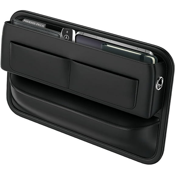 Leather Car Seat Gap Filler Organizer, Center Console Organizer, Side Pocket Storage Box for SUV and Truck