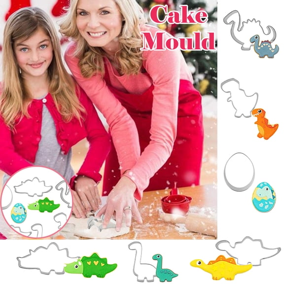 Gnmfd Creative Dinosaur Shape Stainless Steel DIY Baking Mould Cookie Cutter for Cake Fondant Cheese Sandwich Muffins Pancakes, Fun Holiday Party Baking Tool Easy Demolding Dishwasher