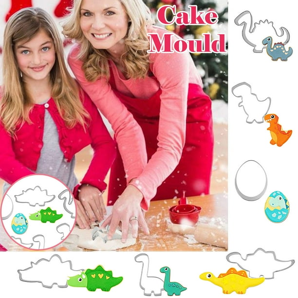 Molde creativo de acero inoxidable con forma de dinosaurio para hornear, herramienta de cocina