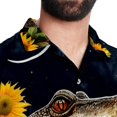thumbnail image 5 of Crocodile Starry Sky Sunflower Men's Casual Hawaiian Button Down Short Sleeve Summer Beach Printed Shirt, 5 of 6