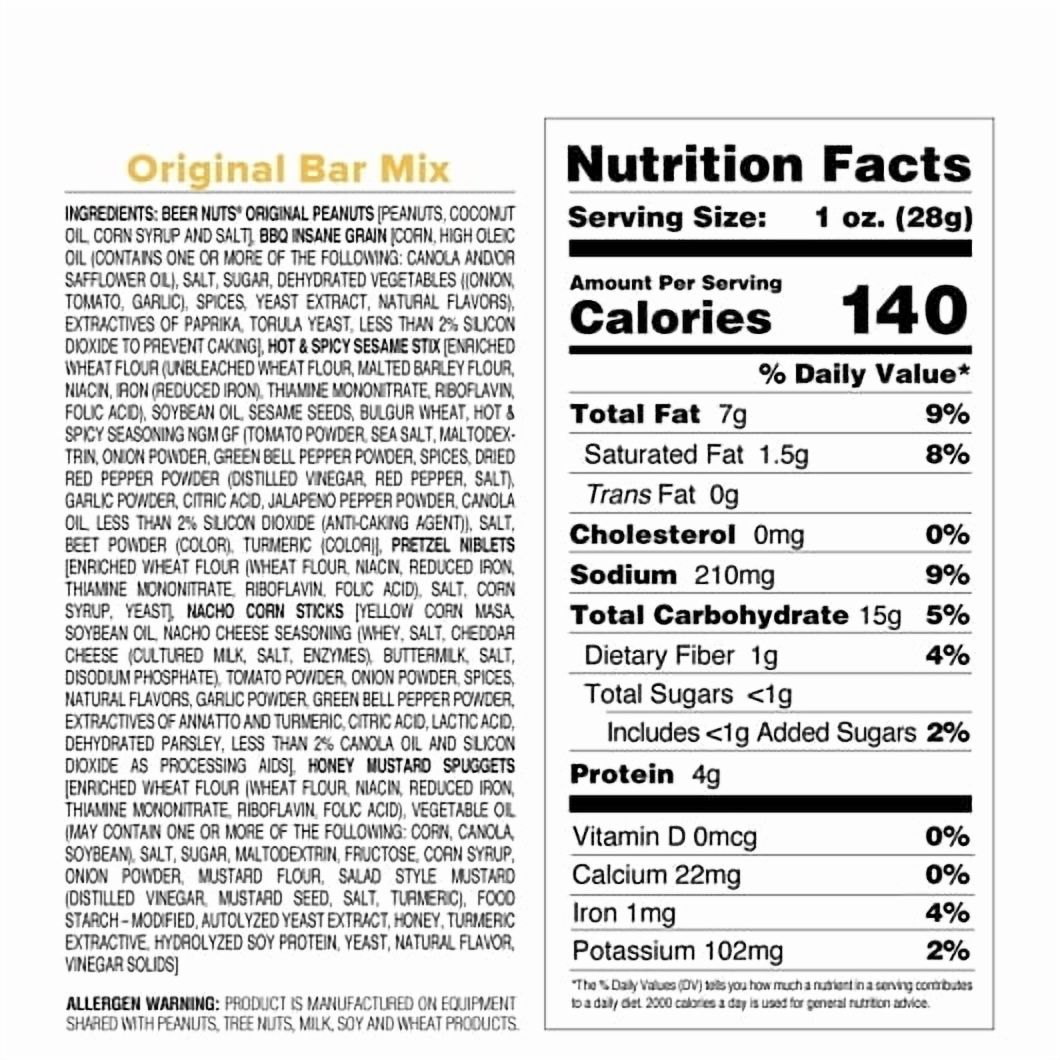 Beer Nuts Original Bar Mix, 12 Ounces, 6 per case