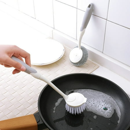 

Long Handle Kitchen Cleaning Brush Strong Cleaning Ability Wide Application for Dishes Pans Kitchen Utensils