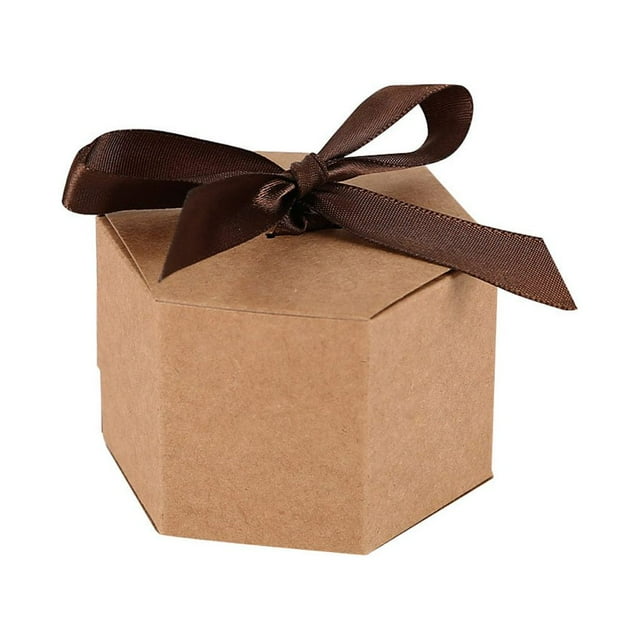 Bewildely Caja de dulces de boda Favor de fiesta Cajas de regalo de galletas Pie de chocolate Azúcar para compromiso Celebración de propuesta Almacenamiento y organización del hogar Marrón