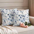 thumbnail image 2 of Blue Botanical Outdoor Waterproof Pillow Covers, Country Spring Summer Floral Leaves Decorative Square Throw Pillowcase Sofa Cushion Sham for Patio/Couch/Chair, 16"x16" 2 Pack, 2 of 8