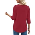 thumbnail image 4 of UVN Summer Square Neck Blouses for Women 3/4 Sleeve Shirt Ladies Dressy Casual Button Tunic Tops, 4 of 8