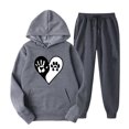 thumbnail image 3 of 2PC Outfits Men Women Sportwear Tracksuits Long Sleeve Print Pullover Hoodies Sweatshirt And Sweatpants Fall Winter Casual Set with Pockets,Dark Blue 2,S, 3 of 4