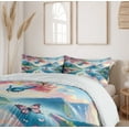 thumbnail image 5 of Ambesonne Lake Duvet Cover Set, Butterflies Cherry Blossoms, King, Pink Sky Blue Green, 5 of 6