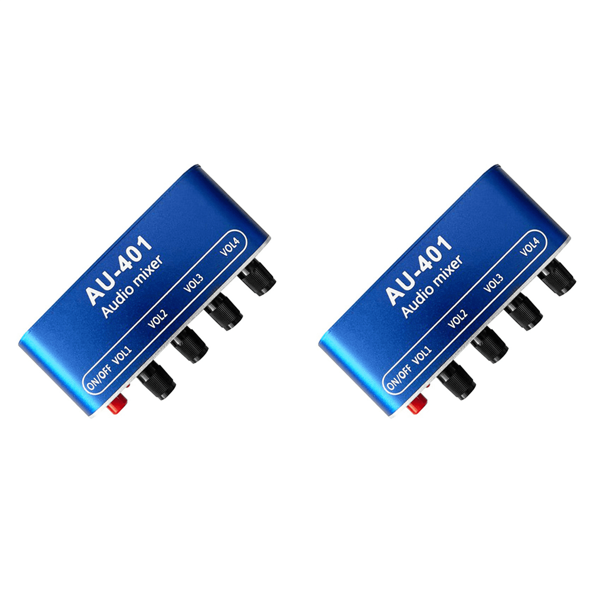 2X DC5V-12V AU-401 Stereo Audio Mixer 4 Input 1 Output Individually Controls Board Sound Mixing DIY Headphones Amplifier,2 x Audio Mixer,blue