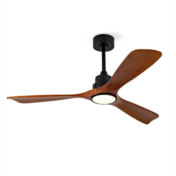 imerelez Hot sales 52 Inch Modern Black Ceiling Fan With Light 3 Solid Wood Blades Remote Control Reversible DC Motor With Dimmable LED