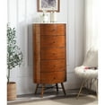 thumbnail image 3 of Newboti Furniture Walnut Finish 1pc Chest of Five Drawers Marble Top Ball Bearing Glides Bedroom Furniture 10191, 3 of 8