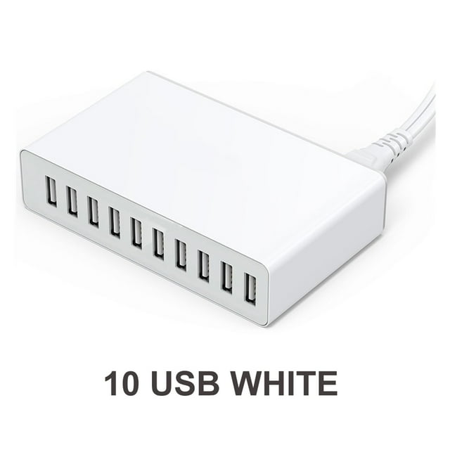 50W Multi USB Charger 10 Ports Charger Station Multile Port Device Fast Charge 5V 10A Compatible With Phone, Tablet And Cell Phone ,Easy to Use