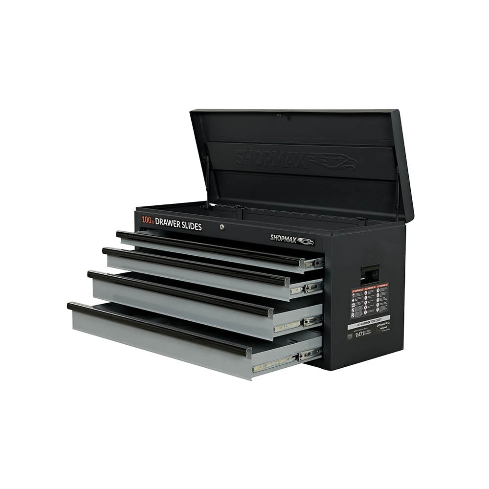 SHOPMAX, 85 lb, 15.94" 4-Drawer Top Tool Chest Black