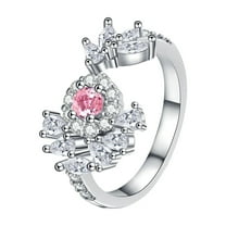 CILENON Rings for Women Sterling Silver Light Luxury Exquisite Love Ring Fashionable And Versatile Personality High End Opening Sweet And Cool Ring Rings for Women Non Tarnish Pinky Ring (B,One Size)