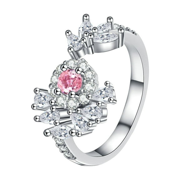 CILENON Rings for Women Sterling Silver Light Luxury Exquisite Love Ring Fashionable And Versatile Personality High End Opening Sweet And Cool Ring Rings for Women Non Tarnish Pinky Ring (B,One Size)