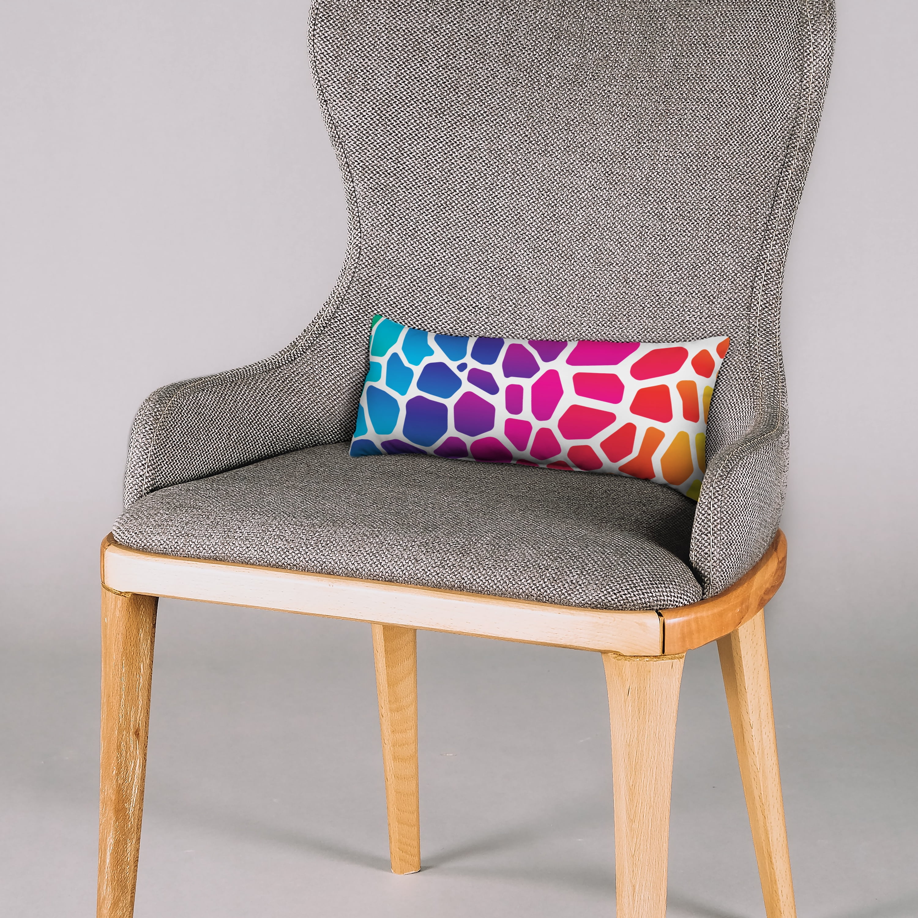 Everything Comfy Giraffe Print Decorative Pillow, 16x6 Inch, Rainbow Gradient,