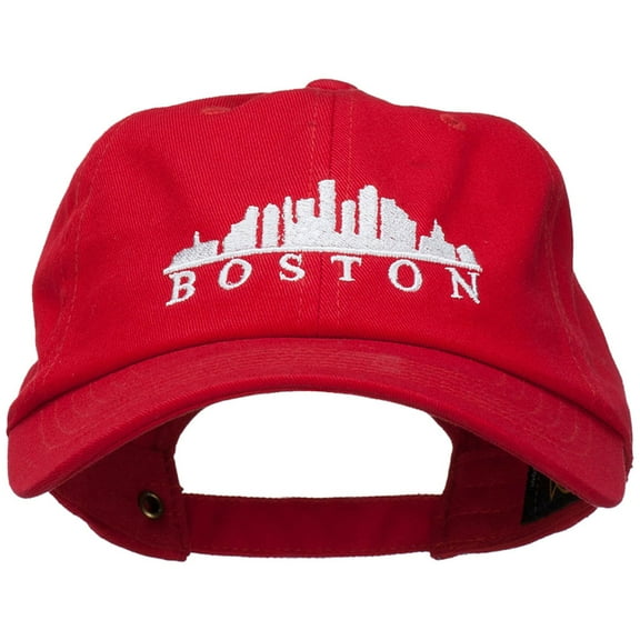 Boston Skyline Embroidered Washed Cap - Red OSFM