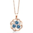 thumbnail image 2 of Gem Stone King 18K Rose Gold Plated Silver Pendant with Chain Persian Blue Moissanite (1.82 Cttw), 2 of 5