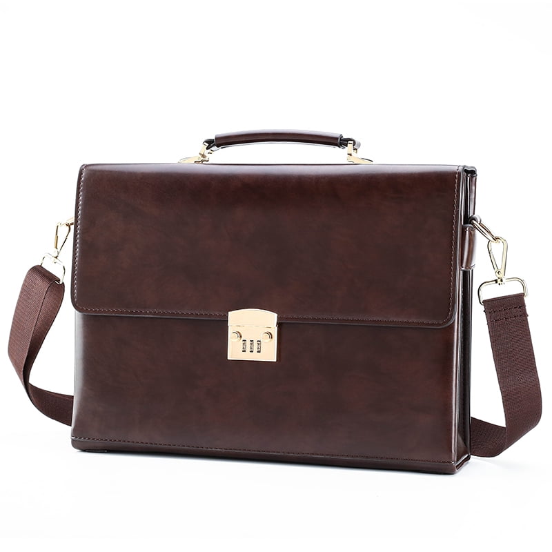 Quarryus Business Password Lock Briefcase for Men Leather Portfolio Large Capacity Office Computer Bag