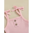 thumbnail image 5 of TSEXIEFOOFU Two Piece Baby Girl’s Clothes Fashion Solid Color Suspender Romper and Tie-up Short Pants, 5 of 9