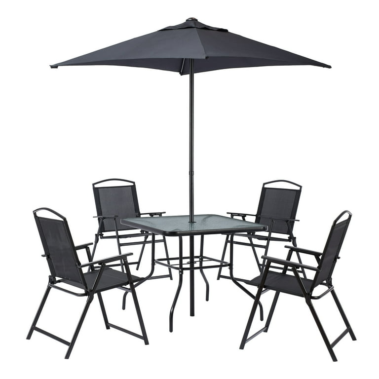 Mainstays Albany Lane 6 Piece Outdoor Patio Dining Set Black
