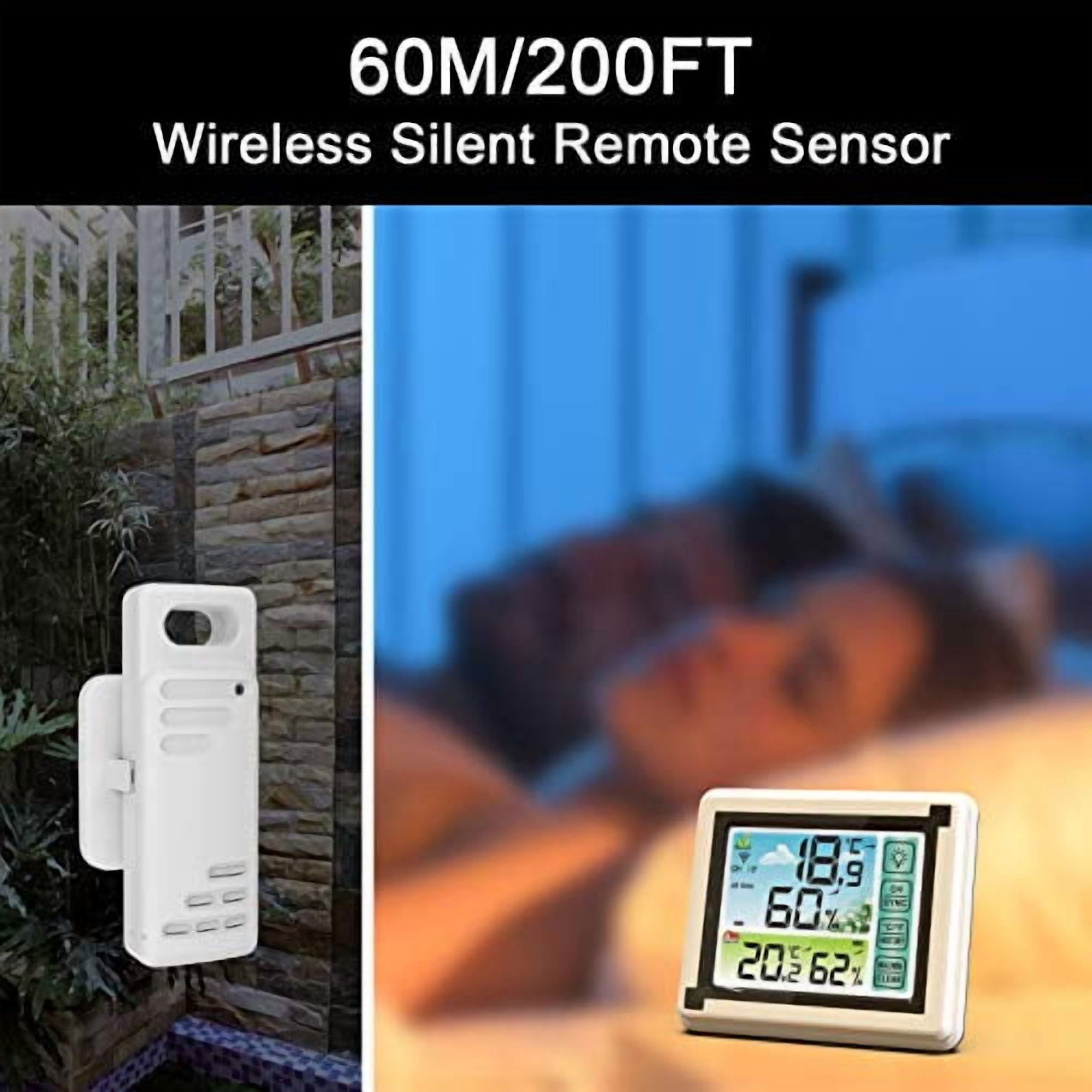 Wireless Weather Station Indoor Outdoor Thermometer with Remote Sensor,Digital Temperature and Humidity Monitor with LCD Backlight,Touchscreen,Min/Max Records for Home,Office,Baby Room