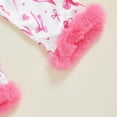 thumbnail image 7 of YunPes Toddler Girls Satin Outfits Bow & Heart Print Button Down Shirts Pants 2PC Sets Fuzzy Trim Cuffs Valentines Matching Sets 2PC, 7 of 7