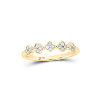 10kt Yellow Gold Womens Round Diamond Clover Stackable Band Ring 1/6 Cttw