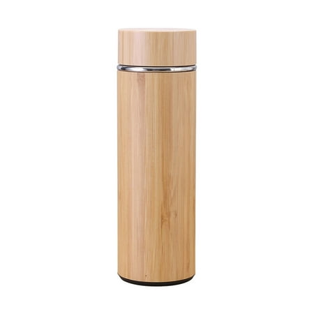 

QUSENLON Bamboo Thermos Cup Double Layer Inner Stainless Steel Insulated Bottle for Outdoor Traveling Travel Drink Water Bottle