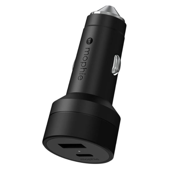 Cargador de Auto Mophie 42W con Entradas USB-C y A Negro