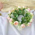 thumbnail image 6 of Mecorevxz Artificial Hydrangea Candle Rings Wreaths 9.8 Inch Center Eucalyptus Leaves Wreaths Small Boho Wreath Pillar Candle Holder for Valentines Day(D), 6 of 7