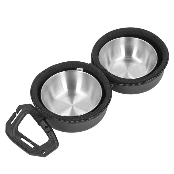 Cuencos Para Perros Con Bolsa, Cuenco Doble Portátil Ligero Y Duradero Con Hebilla Para Acampar Y Caminar
