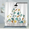 thumbnail image 2 of Cute Dinosaur Shower Curtain for Kids, Funny Dino Colorful Shower Curtain Set for Bathroom, Cartoon Graffiti Fabric Shower Curtain Restroom Bathtub Decor Accessories with Hooks 72X 84 inch, 2 of 5