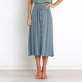 thumbnail image 3 of yillto Womens Skirts a Lined High Elastic Waist Buttons down Elegant Midi Skirt for Women, 3 of 7
