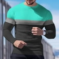 thumbnail image 4 of CQONEPT Waffle Tunic Tops for Mens Long Sleeve Shirts Color Block Trendy Shirts Outdoor Athletic Pullover Tops Mint Green M, 4 of 5