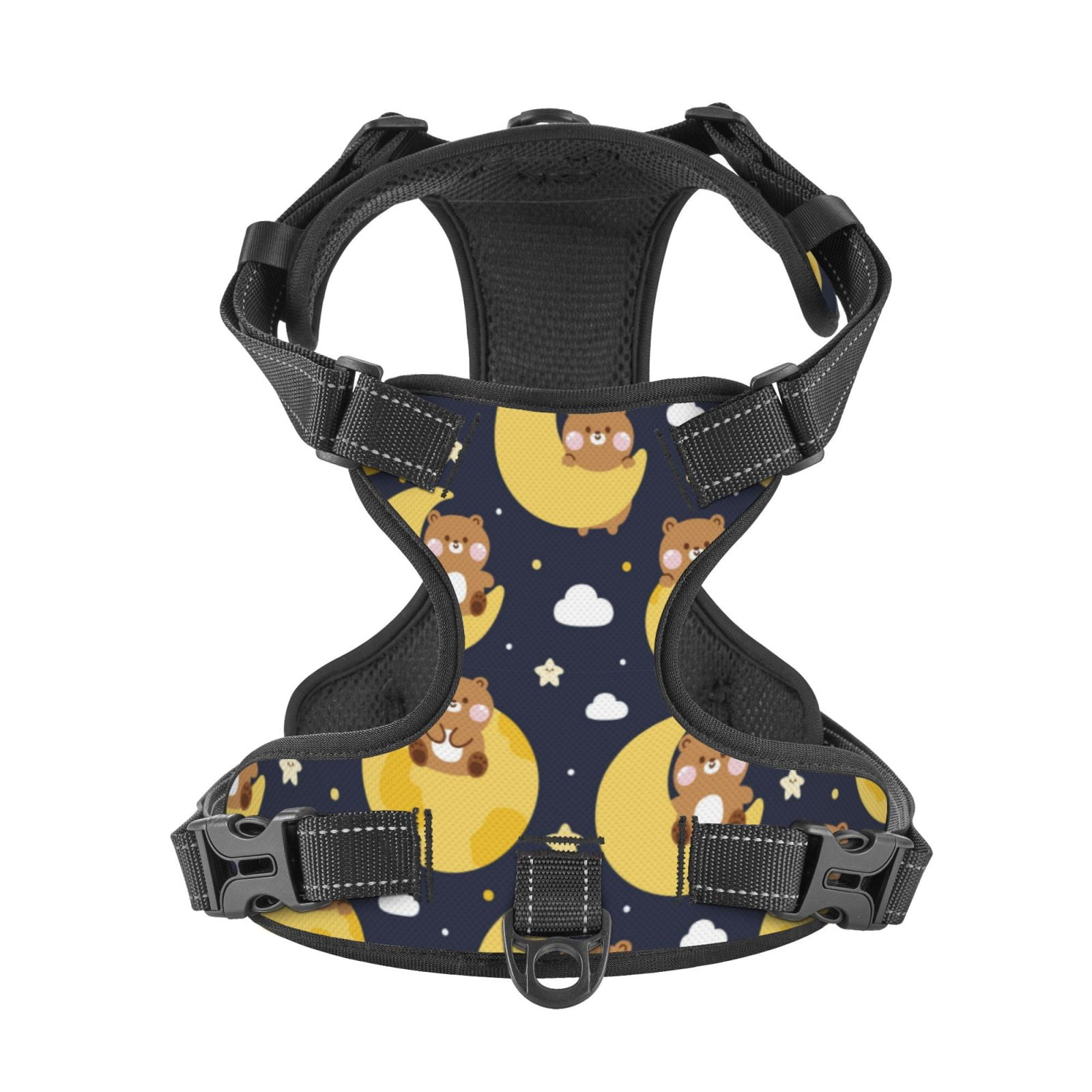 Kdxio Moon Bear Print No Pull Dog Harness Adjustable Reflective Oxford Easy Control Medium Large Dog Harness for Training and Everyday-Medium