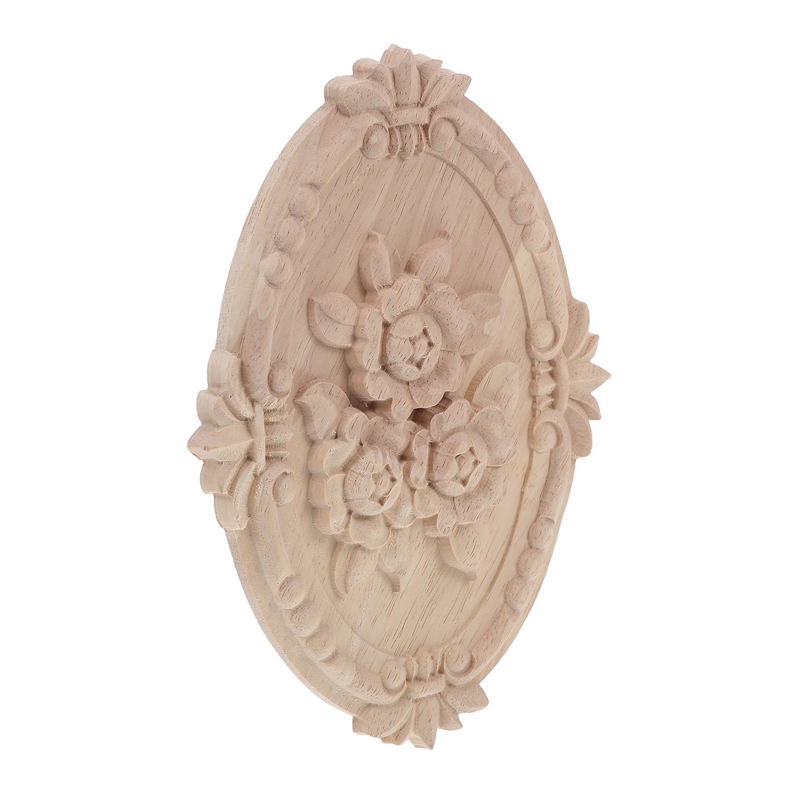 FOMIYES Khaki Wooden Decorative Applique with Carved Flower Pattern for Furniture Doors