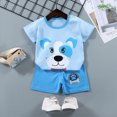 thumbnail image 2 of NOLDARES Baby Boy Summer Outfits 2pcs Short Sleeve Round Neck Tee Shirt Casual Drawstring Shorts Clothes(Blue,5-6 Y), 2 of 4