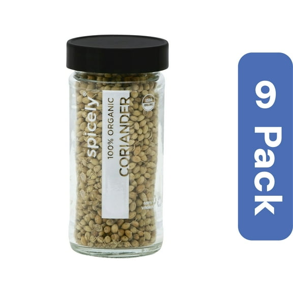 Spicely Organics Coriander Seeds Spice Jar 0.7 oz (Pack of 9)