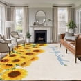 thumbnail image 2 of Summer Flowers Large Area Rugs 5x8 ft Watercolor Sunflower Letter Print Green Leaf Washable Rug Non Slip Indoor Carpet Absorbent Floor Mat for Living Room Bedroom Dining Room, 2 of 9