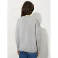 thumbnail image 3 of Women'S Light-Weight Soft Petite Crewneck Solid Plain Sweaters Fall Winter Pullover Jumper Tops Light Gray M, 3 of 4