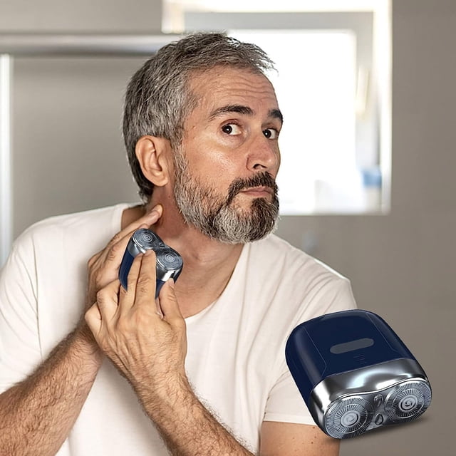 Electric Shaver For Men Pocket Size Mini Portable Shaver Wet And Dry Mens Shaver Usb Rechargeable Shaver Charging Easy One Button Use,Blue Electric Shaver