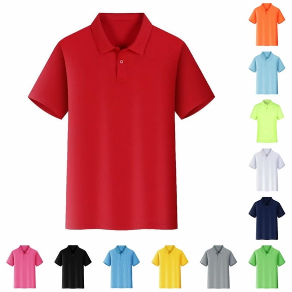 Trendfront Womens Classic Polo Shirts Collared Short Sleeve Button Placket Solid Color Regular Fit Business Casual Work Uniform Tops