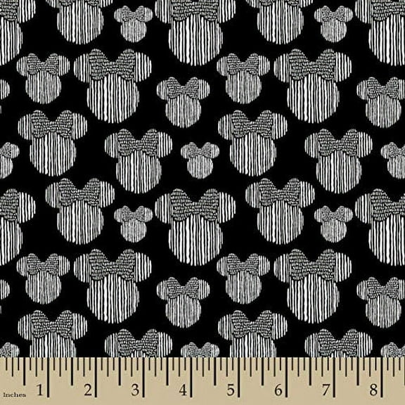 Disney Minnie Minnie Heads Fabric, Black Sold By The Yard