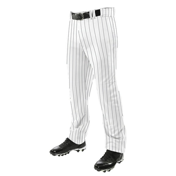 Champro Sports Triple Crown Open Bottom Baseball Pants with Pinstripes, Adult Large, White with Navy Pinstripes