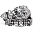 thumbnail image 1 of Cinturón de diamantes de imitación para hombres y mujeres, vaquero occidental, vaquera, cinturón de cuero con tachuelas brillantes para pantalones vaqueros, 1 of 5