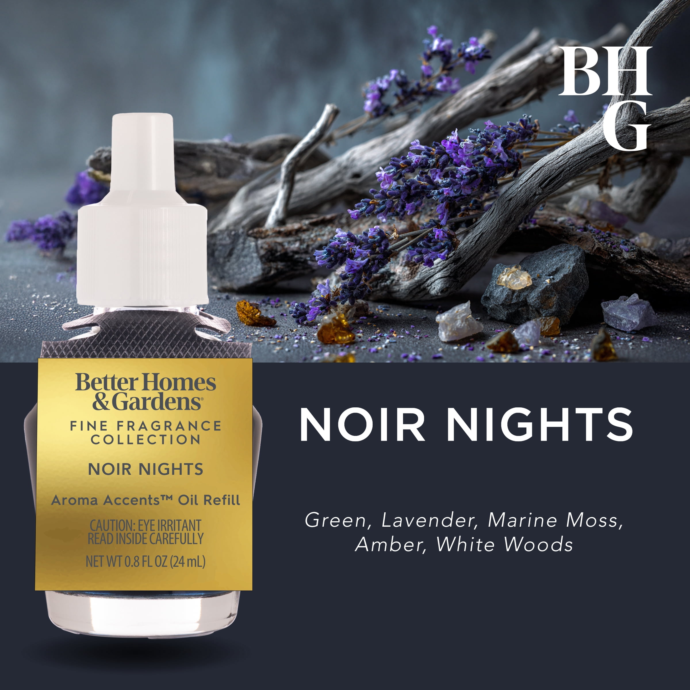 Better Homes & Gardens Fine Fragrance Aroma Accents Plug-in Oil Refill 24mL, Noir Nights