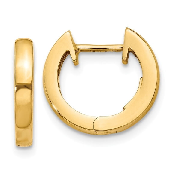 14k Yellow Gold 2mm Polished Hinged Hoop Earrings - 1.8 Grams - Measures 9x2.5mm Wide